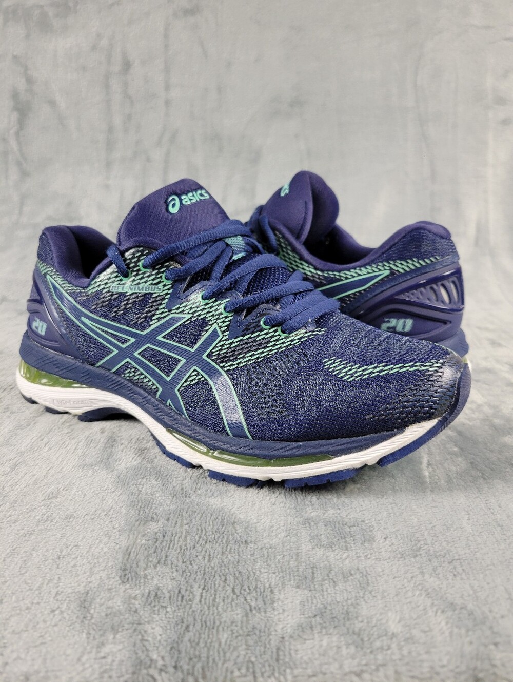 Asics Gel-Nimbus 20 Indigo Blue Opal Green Sneakers Women's Size 8.5